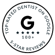 Top rated dentist on Google badge