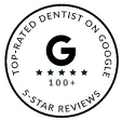 Top rated dentist on Google badge